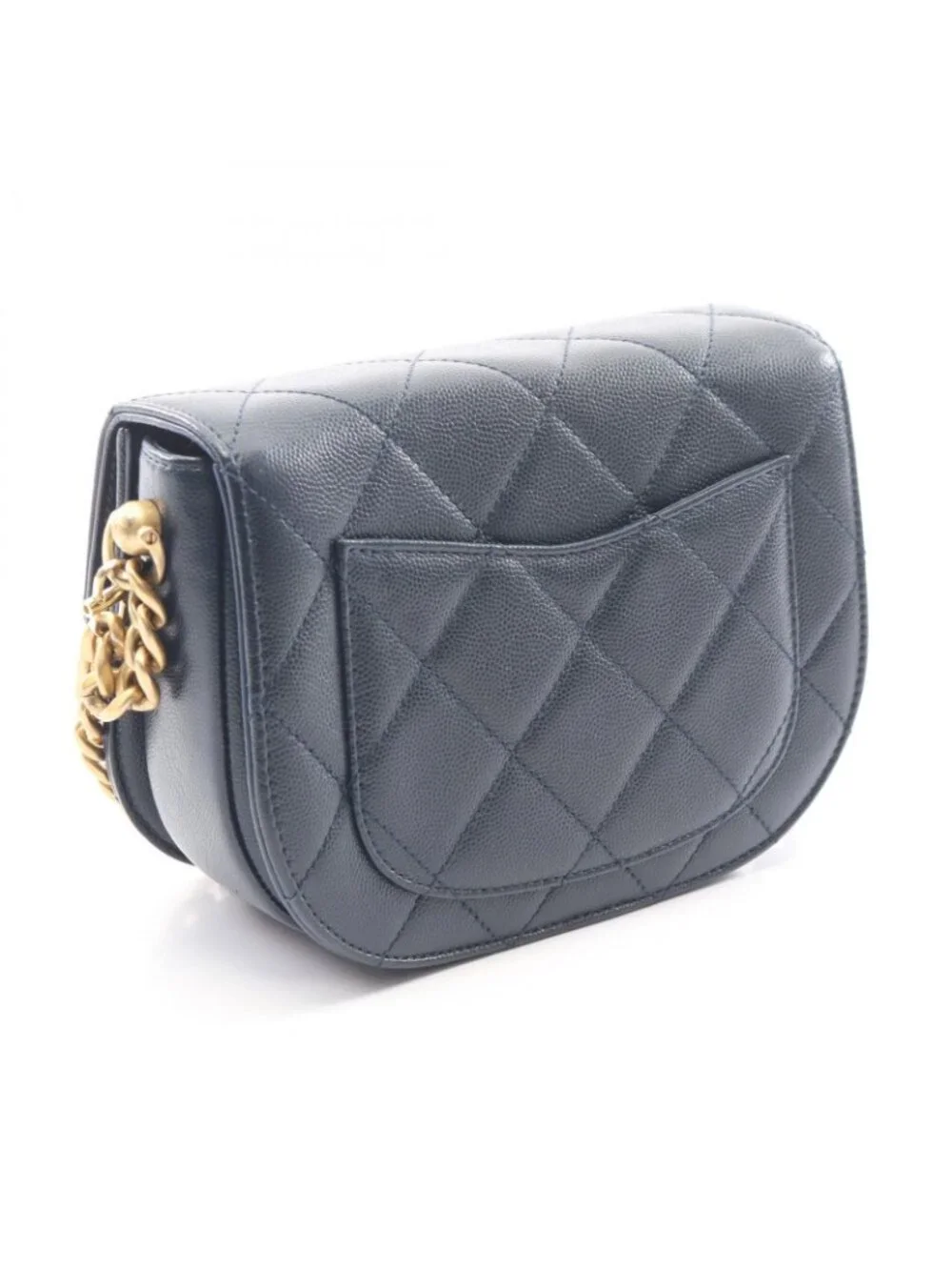 Chanel Shoulder Bag Quilted Navy Caviar Leather Small Chain